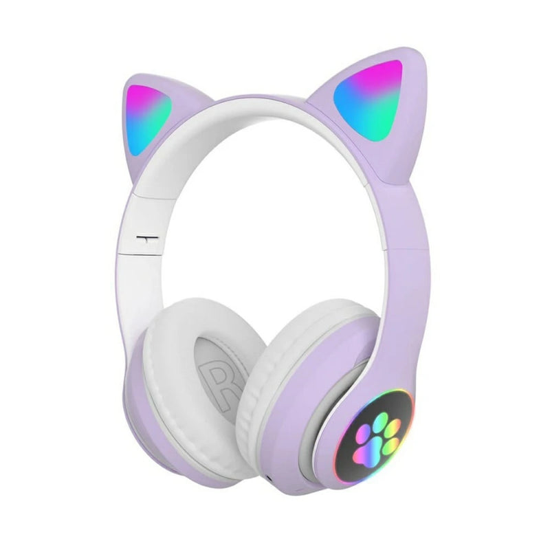 Fone De Ouvido Gatinho Bluetooth Infantil Led Menino Menina