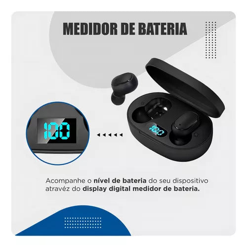 Fone De Ouvido Bluetooth  E6S Preto Visor Lead